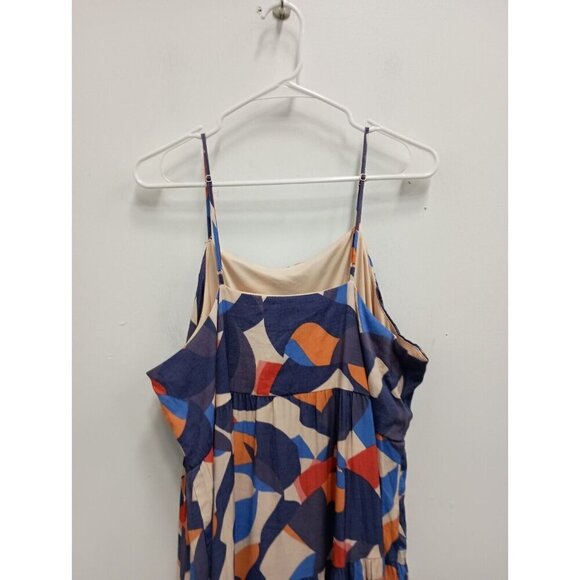Nine West Womens Maxi Dress 0X Multi Printed Tiered BOHO Cottagecore Strappy - Picture 6 of 7